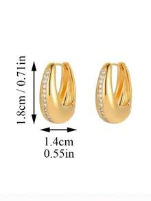 1 Pair Vintage French Luxury Metal Geometric Rhinestone Stud Earrings, Suitable For Teenage Girls Everyday And Holiday Wear - Geometry - View 4