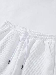 Men's Short-Sleeved Shirt And Jacquard Knit Shorts Set, Crafted In A Relaxed Vacation Style. Perfect For Beach Getaways In Hawaii, Carnivals, And Everyday Wear. An Excellent Gift For Your Boyfriend Or Husband, Offering Comfortable Style. - 白色 - 查看 5