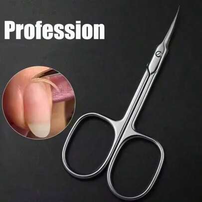 Portable Stainless Steel Keratin Scissors, A Multifunctional Small Scissors With Curved Stainless Steel Blades And Pointed Tips. Practical Tool For Eyebrow, Eyelash, Nail Trimming Care, Nail Trimming, And Dry Skin Care For Trimming Nails