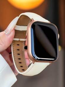 女士白色真皮舒适柔软经典表带，兼容 Ultra 3 2 1 系列 S11 S10 S9 S8 S7 S6 S5 S4 S3 S2 S1，尺寸：38mm 40mm 41mm 42mm 44mm 45mm 46mm 49mm，全新全球热门 Apple 智能手表配件表带 - 白色 - 查看 4