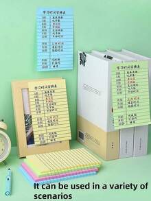 100 hojas de notas adhesivas de 4 colores con líneas - Bloc de notas adhesivas creativas y lindas - Bloc de notas desprendibles con líneas para estudiantes, mini cuaderno en blanco con líneas, cuaderno desprendible, set de notas adhesivas autoadhesivas, mini cuaderno eficiente y lindo, cuaderno portátil - Multicolor - Ver 11