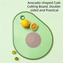 1pc Avocado Cartoon Antibacterial Cutting Board, New Year Valentine's Day Kitchen Essentials, Double-Sided Usable Thickened Plastic Chopping Board - Green - View 5