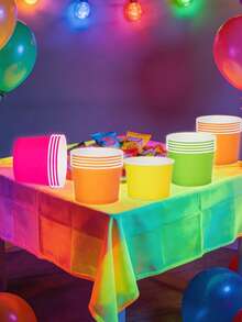 10pcs/40pcs Glow-In-The-Dark Ice Cream Paper Cups, Disposable Dessert Bowls, Suitable For Hot & Cold Food, Birthday Party Supplies, Gifts - Multicolor - View 4