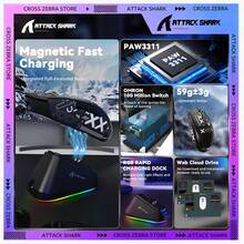 ATTACK SHARK G3PRO 无线游戏鼠标，带 RGB 充电底座，支持 2.4G 无线/USB-C 有线/蓝牙三种连接模式，搭载 PAW3311 光学传感器，1K 轮询率，25K DPI 可调，500mAh 电池，超轻 59g 鼠标，圣诞礼物、节日礼物、年末礼物 - 黑/白/红 - 彩色 - 查看 2