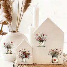 4pcs/Set Whimsical Flowers Spring Theme UV Transfer Stickers | Self-Adhesive Plastic Decals For Crafts, Mugs, Laptops & Water Bottles, High-Quality Prints, Durable, EYESWEB - Multicolor - View 9