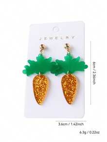 1 Pair Acrylic Cute Carrot Earrings, Glittery Orange Interesting Earrings, Holiday Earrings - Radish - View 5