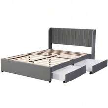 Bed Bases & Foundations - Gray + Velvet + 160cm*200cm - View 8