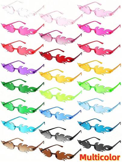 20pcs/10pcs/5pcs/3pcs Rainbow Flame Frameless Glasses Sets, Party/Valentine's Day Gift (Random Color)