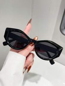 1pc Polygonal Frame Women's Fashion Fashion Glasses, Versatile For Daily Casual Wear, Parties, Dances, Summer Beach Vacation - Black - View 6
