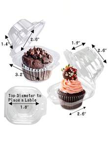 50pcs/Set Plastic Cupcake Boxes, Stackable Deep Cupcake Holders - Clear - View 7