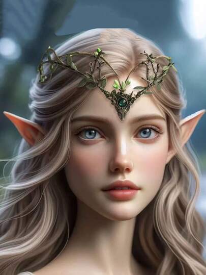 1pc Vintage Elegant Women Metal Ox Horn Forehead Forest Branch Hair Accessory, Natural Fairy Mori Style Headband