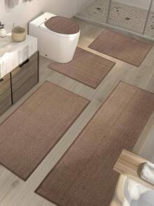 2/1 pieza Juego de alfombras de baño de secado rápido, alfombra de baño de lino ultra delgada, alfombra de baño absorbente y antideslizante, alfombra de baño de enfriamiento y secado rápido, alfombra de baño antideslizante de verano - Café integral - Ver 13