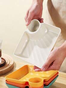 1/2/4pcs Plastic Dipping Sauce Plates, Creative Square Dessert Plates/Dumpling Plates, Suitable For Dumplings, Kitchen Supplies - Multicolor - View 2