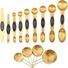 13pcs Stainless Steel Measuring Cup And Spoon Set, Includes Mini Spoons, Rosewood Handles, Baking Tools, Seasoning Spoons, Coffee Spoons, Pink Spoons - Essential Baking Tools, Unique Gift For Kitchen - 13-piece Double-ended Measuring Spoon Set - View 12