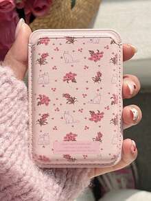 1个透明磁吸手机壳保护套，粉色花猫图案+磁性PU皮革卡套，TPU防震手机壳，适用于 11/12/13/14/15/16/17/PROMAX - 無色 - 查看 3