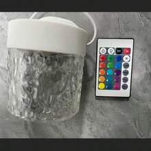 1 pieza Lámpara de noche en forma de C con efecto de ola de agua giratorio, lámpara de mesa creativa con efecto de llama y 16 colores, con control remoto, diseño de ondas de agua giratorias RGB, adecuada para habitación de niños, dormitorio, pasillo - Luz ambiental cilíndrica con ondas de agua. - Ver 11