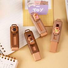 3/6pcs Cute Capybara Series Push-Pull Erasers, Random Styles, High Quality Fashion Design, Clean Wiping, No Flaking, Soft Drawing Supplies, Holiday Party Small Gifts - Sets - View 3