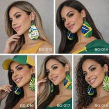 1 Pair Of Brazil Cup Earrings, Women's Accessory, Green And Yellow, Assorted Styles - Nhiều màu - Xem 1