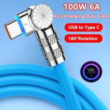 100W 6A USB-C 快充线，USB A 转 USB C 数据线，液态硅胶材质，兼容三星 Galaxy S23、S22、14 Pro、红米 13C、P40、OPPO、一加、vivo 等安卓平板电脑、笔记本电脑、手机。USB Type-C 数据传输线，兼容 16、16 Pro Max、15、15 Plus、15 Pro、15 Pro Max 等设备，以及一加等其他品牌设备。90 度弯角设计。 - 查看 2