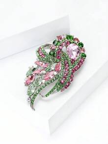 奢华水晶胸针，男女皆宜的优雅玻璃花朵翻领别针，婚礼/派对礼服配饰，聚会徽章礼物 - 大號玻璃(0957) - 查看 6