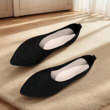 Spring/Summer 2026 Women's Solid Color Comfort Flats, Match Dresses & Vacation Outfits, Classic Pointed Toe, Cushioned Insole Footwear, Suitable For Work & Weekend Gatherings - 黑色 - 查看 3