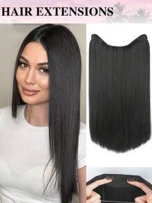 Extensiones de cabello de alambre de acero invisible, aro de cabello transparente, tamaño ajustable, clips de desmontables, cabello sintético liso, peluca invisible para mujeres - Multicolor - Ver 15