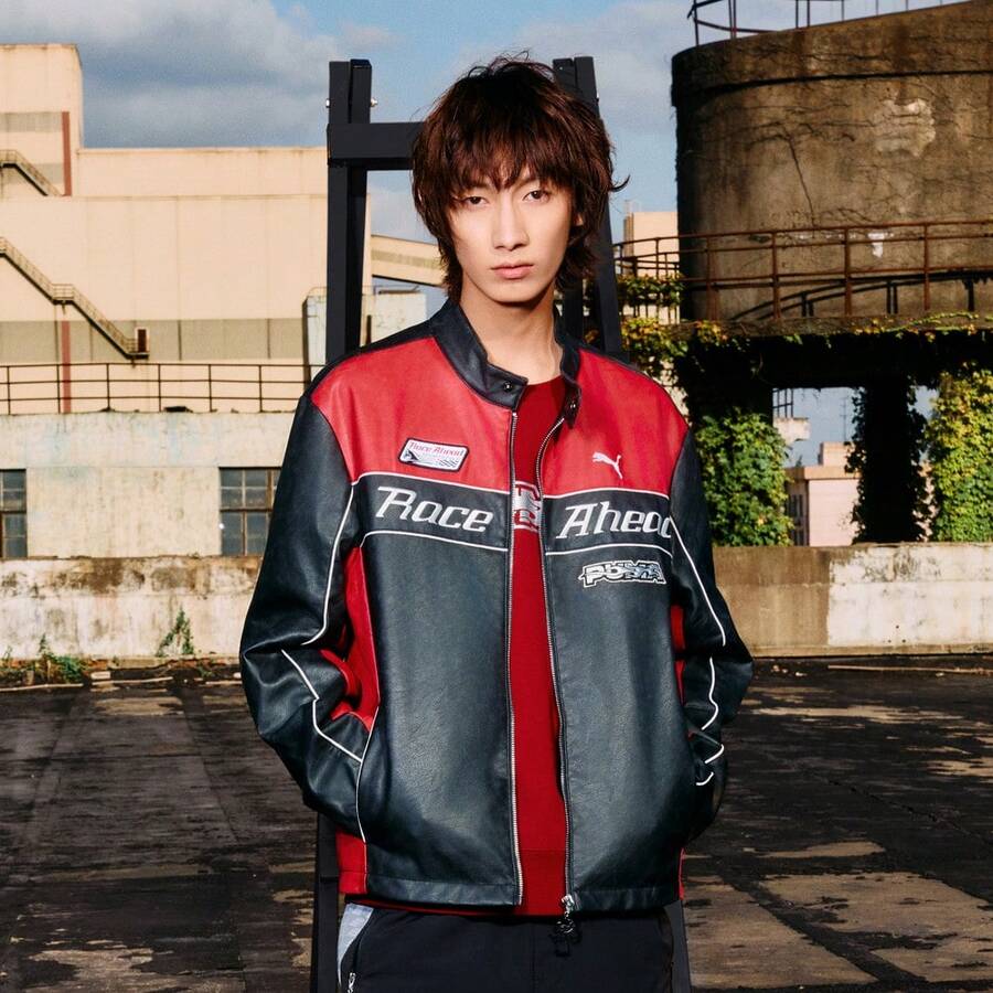 Puma Unisex Fashion CNY Jacket Leather Coat 63603101 - Red - View 1