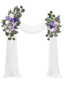 2 vòng hoa trang trí cổng hoa màu tím oải hương nhân tạo, thích hợp cho cổng cưới và phông nền tiệc chiêu đãi, hoa nhân tạo màu tím dùng làm biển chào mừng và trang trí lễ cưới, vòng hoa trang trí tiệc cưới. - Màu tím - Xem 2