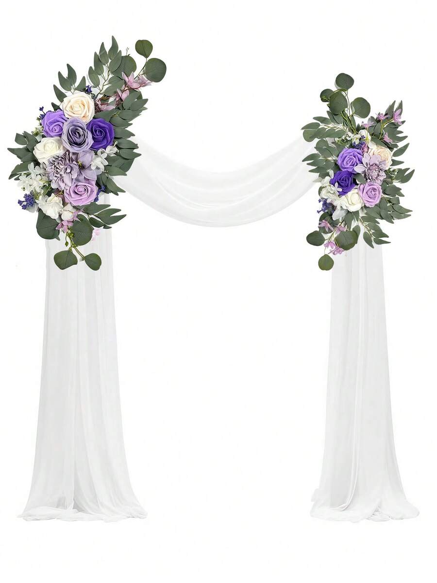 2 vòng hoa trang trí cổng hoa màu tím oải hương nhân tạo, thích hợp cho cổng cưới và phông nền tiệc chiêu đãi, hoa nhân tạo màu tím dùng làm biển chào mừng và trang trí lễ cưới, vòng hoa trang trí tiệc cưới.