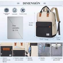 Mochilas para Mujer Mochila para Laptop Mochila de Viaje Mochila para Portátil de 15.6 Pulgadas Backpack Ligera Mochilas laptop Negro,41118611 - Granate - Ver 2