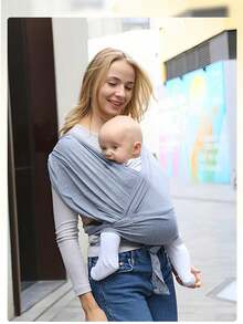 Đai địu em bé tiện dụng mới, phù hợp cho trẻ sơ sinh, kiểu địu quấn, kiểu chữ X. - Màu be - Dệt kim - Xem 4