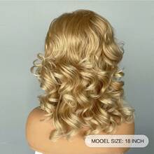 Women's Golden Shoulder-Length Medium-Long Curly Wig - High-Quality Synthetic Wig, 70s & 80s Retro Celebrity Style | Ideal For Daily Wear, Parties, Holidays And Cosplay - Gold - View 5