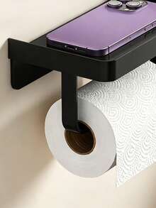 Gun Grey Wall-Mounted Toilet Paper Drawer Rack, Bathroom Hole-Free Toilet Paper Box, Tissue Storage Rack - Multicolor - View 3