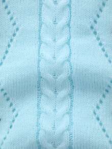 Baby Girls Embroidered Long Sleeve Knit Romper - Baby Blue - View 5