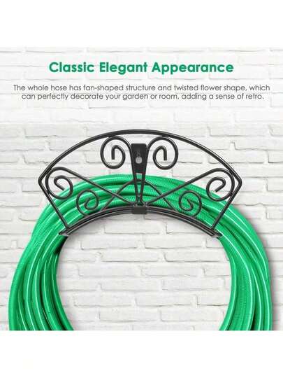Garden Hose Holder Heavy Duty Water Hose Holder Solid Metal Hose Hanger Wall Mount Decorative Durable Garden Hose Storage Hose Reel Hose Organizer For Outside Yard