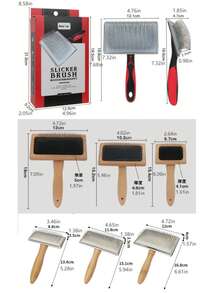 1pc Wooden Pet Grooming Brush, Dual Use For Dogs & Cats, Long Hair Detangling Massage Brush, Anti-Static, Fur Removal, Pet Grooming Tool - Multicolor - View 8