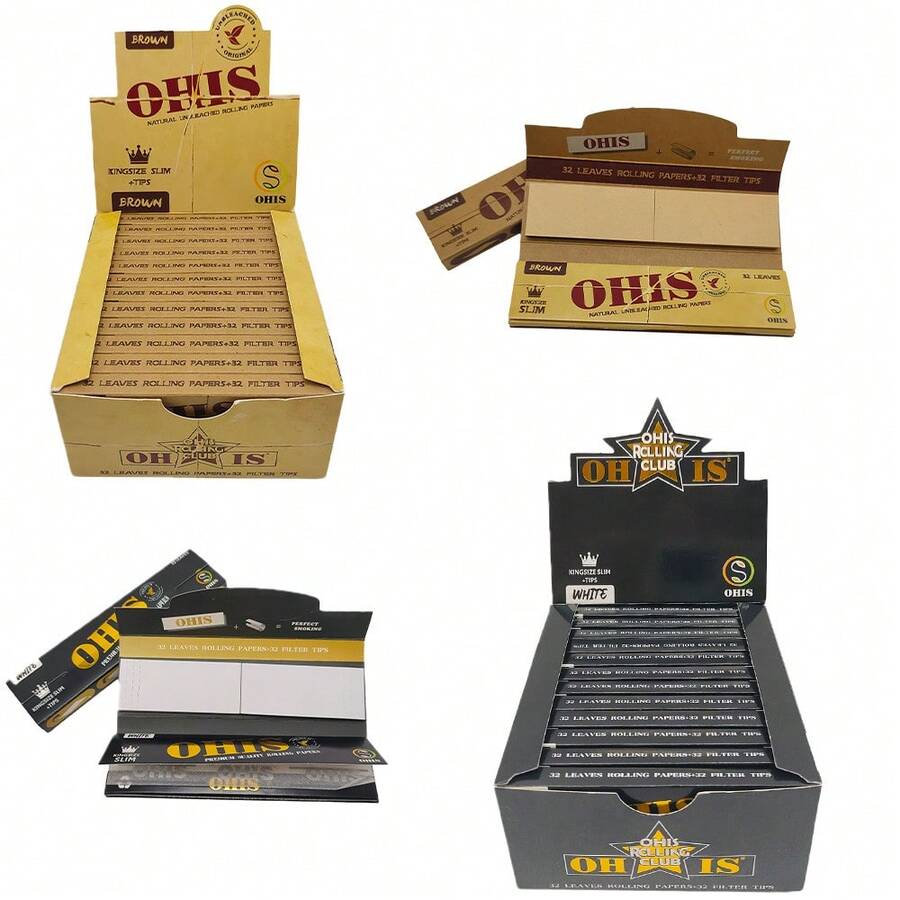 24 Packs OHIS Premium 110MM Classic Ultra-Thin Rolling Papers, 32 Papers & 32 Filter Tips Per Pack; Natural Wood Pulp Slow Burning, Favored By Hand-Rolled Enthusiasts, Also An Excellent Gift Choice For Mother's Day, Father's Day, Valentine's Day, Christmas And Other Important Holidays. - Multicolor - View 1