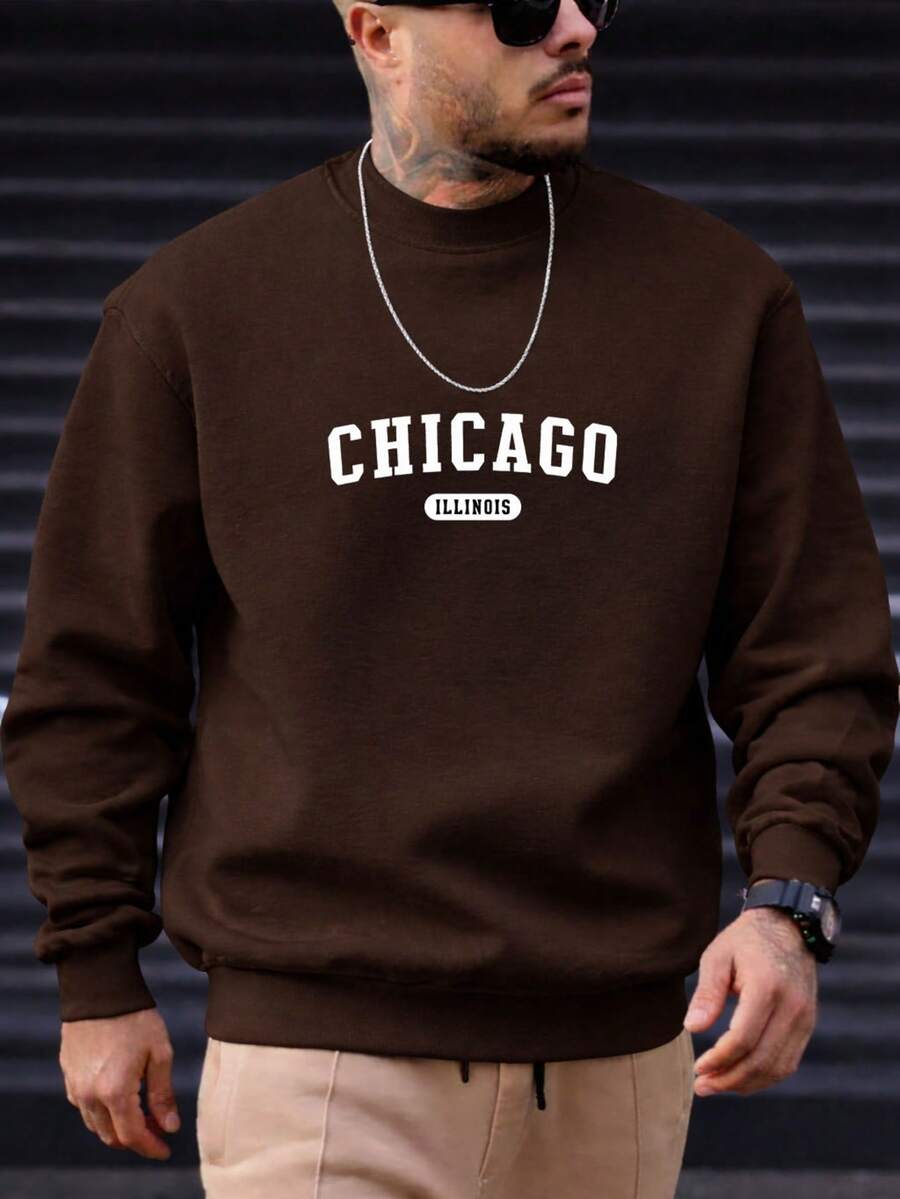 Men's Crew Neck Sweatshirt, Hoodless Unisex Flannel Jacket, Comfortable, Immediate Shipping - Rỉ Nâu - Xem 1