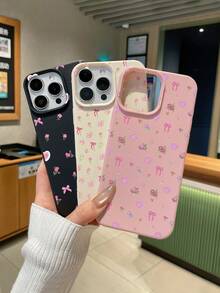 Bow-Knot 3pcs Floral & Bow Print Phone Cases, Sweet Romantic Cute Style, Compatible With IPhone 11, 17 Pro Max, 17 Pro, 15, 13 Pro Max, Galaxy, S24 Ultra, S25 Ultra - Multicolor - View 3