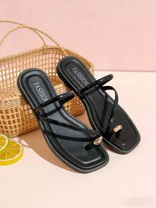Sandalias de mujer, sandalias de dama, sandalias planas de verano, sandalias elegantes de dama, sandalias de mujer, zapatos de mujer, sandalias, zapatos elegantes de mujer, pantuflas, sandalias de dama a la moda, zapatos de moda de mujer, brillantes, pantuflas francesas de suela blanda para dama, sandalias romanas casuales tipo chanclas, sandalias planas, sandalias blancas, sandalias, zapatos de verano, sandalias de playa, sandalias para mujer, vacaciones - Negro - Ver 2
