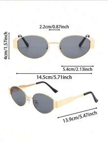 3pcs Retro Bohemian Metal Oval Fashion Glasses, Fashionable Unisex Decorative Glasses With High-End Vibe - 3pcs - Gray, Brown, Green - View 6