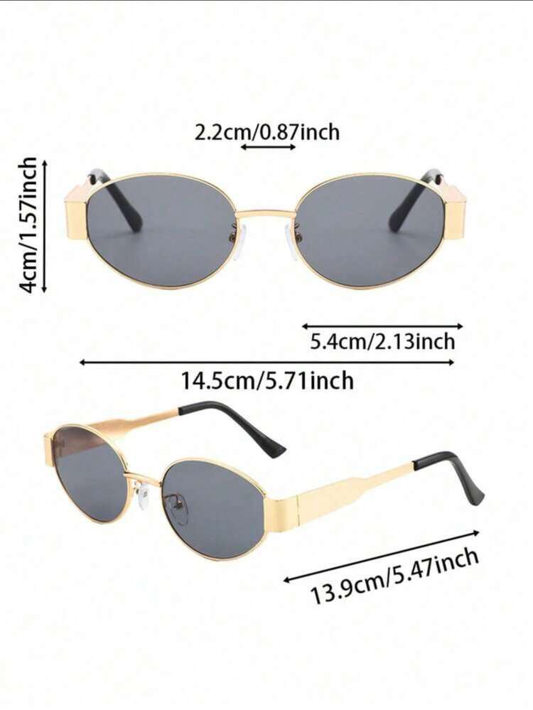 3 piezas Gafas de moda ovaladas de metal retro bohemio, gafas decorativas de alta gama con estilo unisex - 3 piezas - Gris, Marrón, Verde - Añade 7