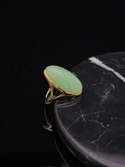 Fashionable High-Quality Stainless Steel 316 Gold-Plated Ring With Beautiful Artificial Gemstones, Synthetic Crystal Adjustable Ring For Women, A Gift For Valentine's Day And Mother's Day