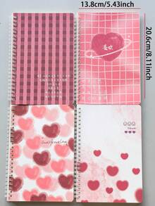 Set de 4 cuadernos espirales A5, con portadas de dibujos animados lindos, 60 páginas rayadas, patrones aleatorios - Multicolor - Ver 7