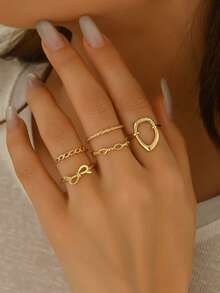 INN NEVV 1組時尚極簡可疊搭薄指環套組，適合日常佩戴 - 多色 - 查看 23