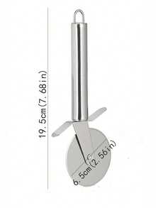 1pc 7.68 Inch/19.5cm Stainless Steel Pizza Cutter Wheel, Suitable For Cutting Pizza, Cake, Waffle - Multicolor - View 6