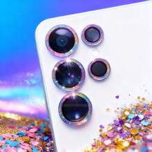 Miếng dán bảo vệ ống kính camera lấp lánh với vòng kim loại riêng biệt, kính cường lực, tương thích với Samsung Galaxy S26 Ultra/S26 Plus/S26/S25 Plus/S25 FE/S25 Ultra/S24 Ultra/S23/S22 và Galaxy A05S/A06/A14/A15/A16/A24/A25/A34/A35/A54/A55. Thích hợp sử dụng hàng ngày, văn phòng, nhà. Miếng dán bảo vệ camera điện thoại lấp lánh, chống nước, chống sốc, chống rơi, chống trầy xước. - màu đen - Xem 6
