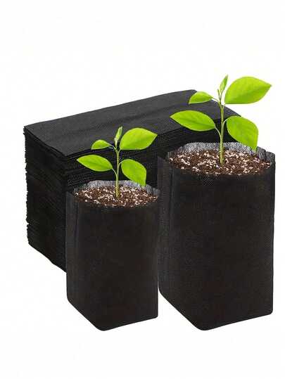 50pcs Non-Woven Fabric Plant Grow Bags, Mixed Size Planting Containers, Non-Woven Fabric Plant Grow Bags, Suitable For Vegetables, Flowers, Fruit Tree Seedlings, Home Gardening Supplies