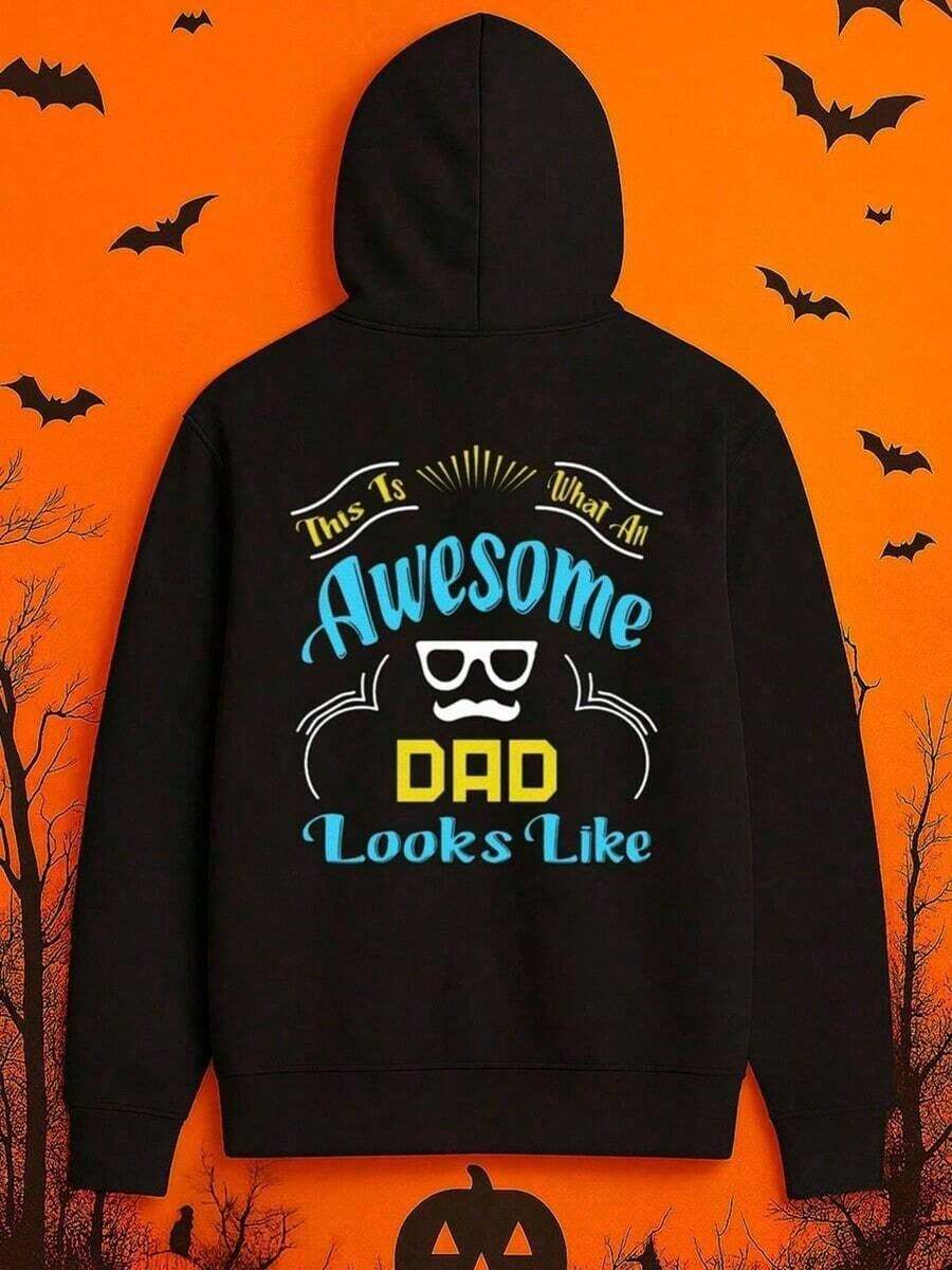 1-Pack Men's Funny Graphic Hooded Sweatshirt - This Is What Awesome Dad Looks Like Saying With Glasses & Mustache - Black & Blue Lettering - Casual Streetwear Pullover For Halloween, Father's Day Fall Hoodies,Men's Fall Clothes,Street Wear,Halloween,Mens Hoodies,Y2k Clothes,Jesus Hoodie,Thanksgiving Day,Nightmare Before Christmas,Christmas,Basics,Christmas Sweatshirt,Thanksgiving Outfit Men,,Christmas Clothes,Winter Clothes For Men,Men Gifts - Black - View 1
