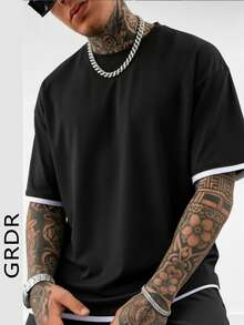 GRDR Men's Fashionable Short Sleeve T-Shirt | Exquisite Design | Summer Essential | Easy To Match | Showcase Your Style - Black - View 3